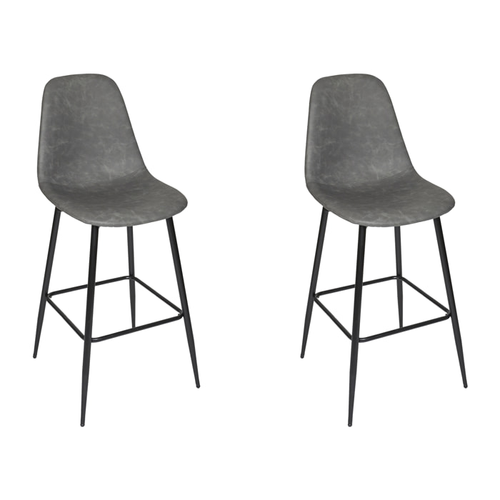 Chaise De Bar Amber Gris - Lot De 2
