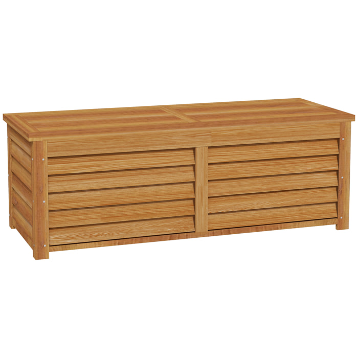 Coffre de rangement extérieur 176L - dim. 130L x 50l x 45H cm - poignée - bois marron