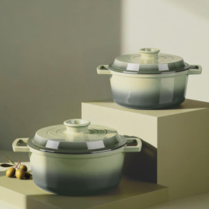 Cocotte en fonte ronde   - "Masseiron Olivine"