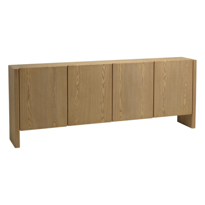 ELLA - Buffet L213 couleur naturelle 4 portes design arrondi