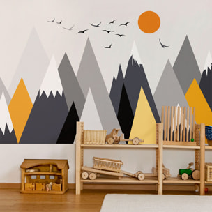 Stickers muraux enfants - Décoration chambre bébé - Autocollant Sticker mural géant enfant montagnes scandinaves ALASKA