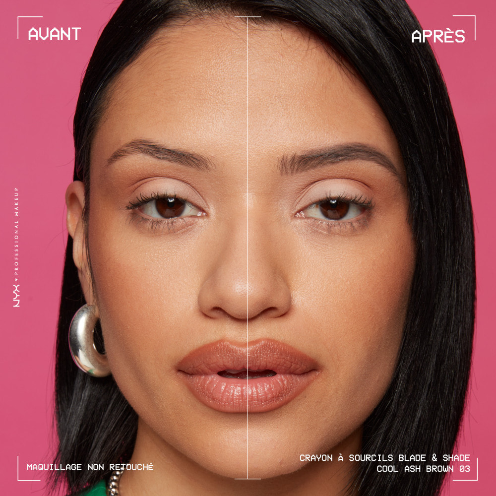 NYX Professional Makeup Blade & Shade, Crayon sourcils double embout, tenue jusqu'à 16h, Cool Ash Brown