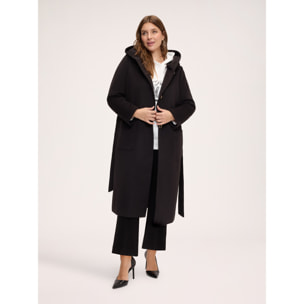 Fiorella Rubino - Cappotto lungo con cappuccio - Nero