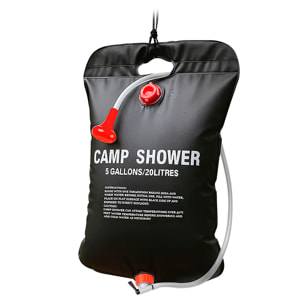 Ducha portatil con 20L de capacidad con cuerda para colgar.