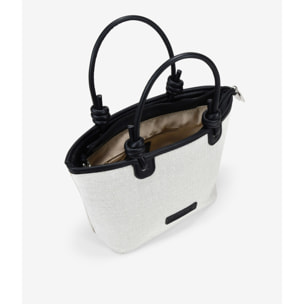 Bolso de mano canvas beige con cremallera