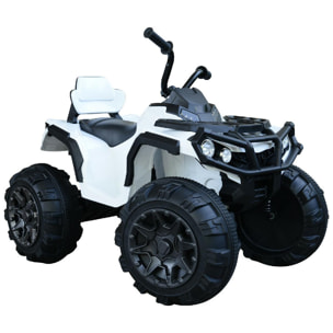 Voiture 4x4 quad buggy électrique 103L x 68l x 73H cm enfants 3 à 8 ans effets lumineux musique lecteur MP3 multifonction blanc