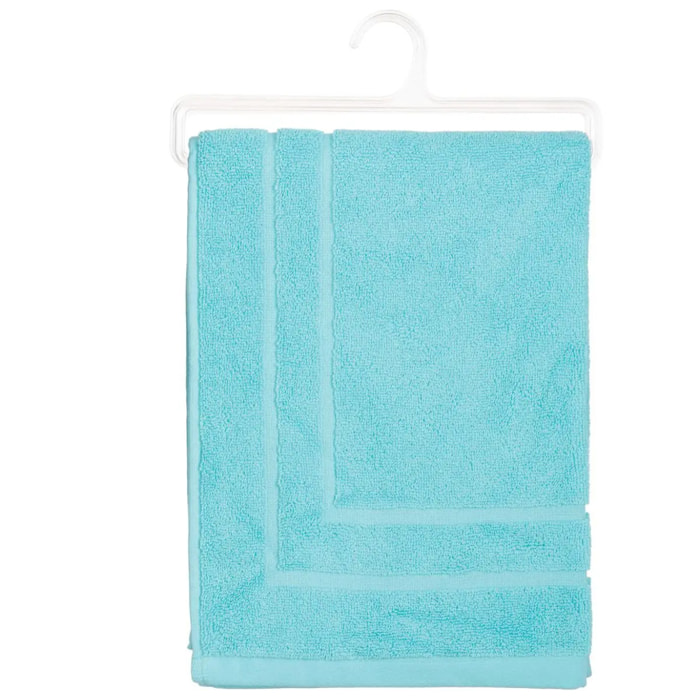 Tapis de bain "Praia" en coton bleu turquoise 50x70cm