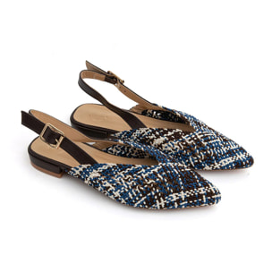 Slingback chic-fabric bicolore - MARRONE