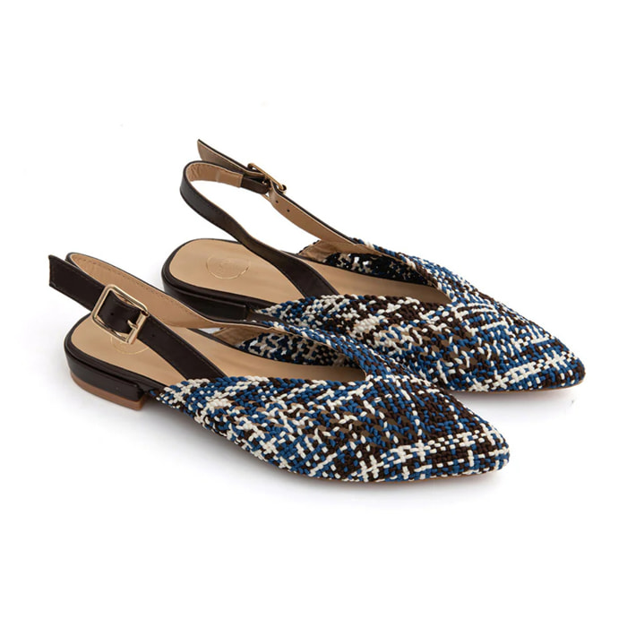 Slingback chic-fabric bicolore - MARRONE