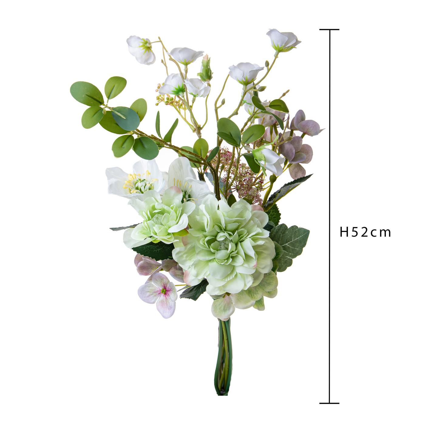 Bouquet Legato Con Helleborus. Altezza 52 Cm - Pezzi 3 - 30X52X30cm - Colore: Bianco - Bianchi Dino - Fiori Artificiali