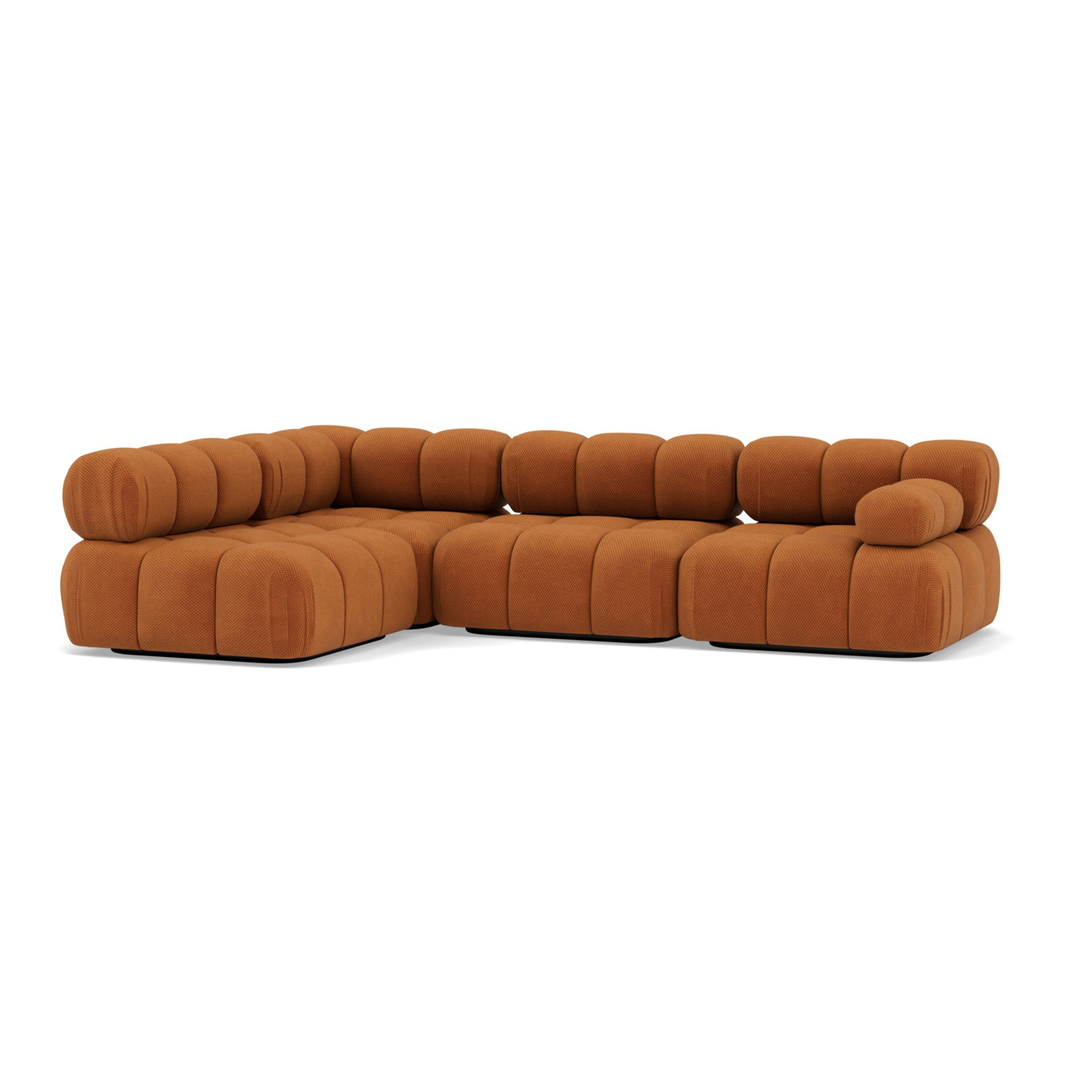 Ruby - canapé modulable d'angle gauche 5 places en velours texturé - Terracotta
