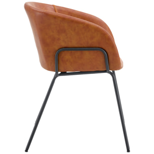 Lot de 2 chaises en simili cognac ANDRÉ