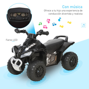 Quad Correpasillos Coche Correpasillos para Niños de 18-36 Meses con Función de Luces y Música Soporta hasta 20 kg 67,5x38x44 cm Negro