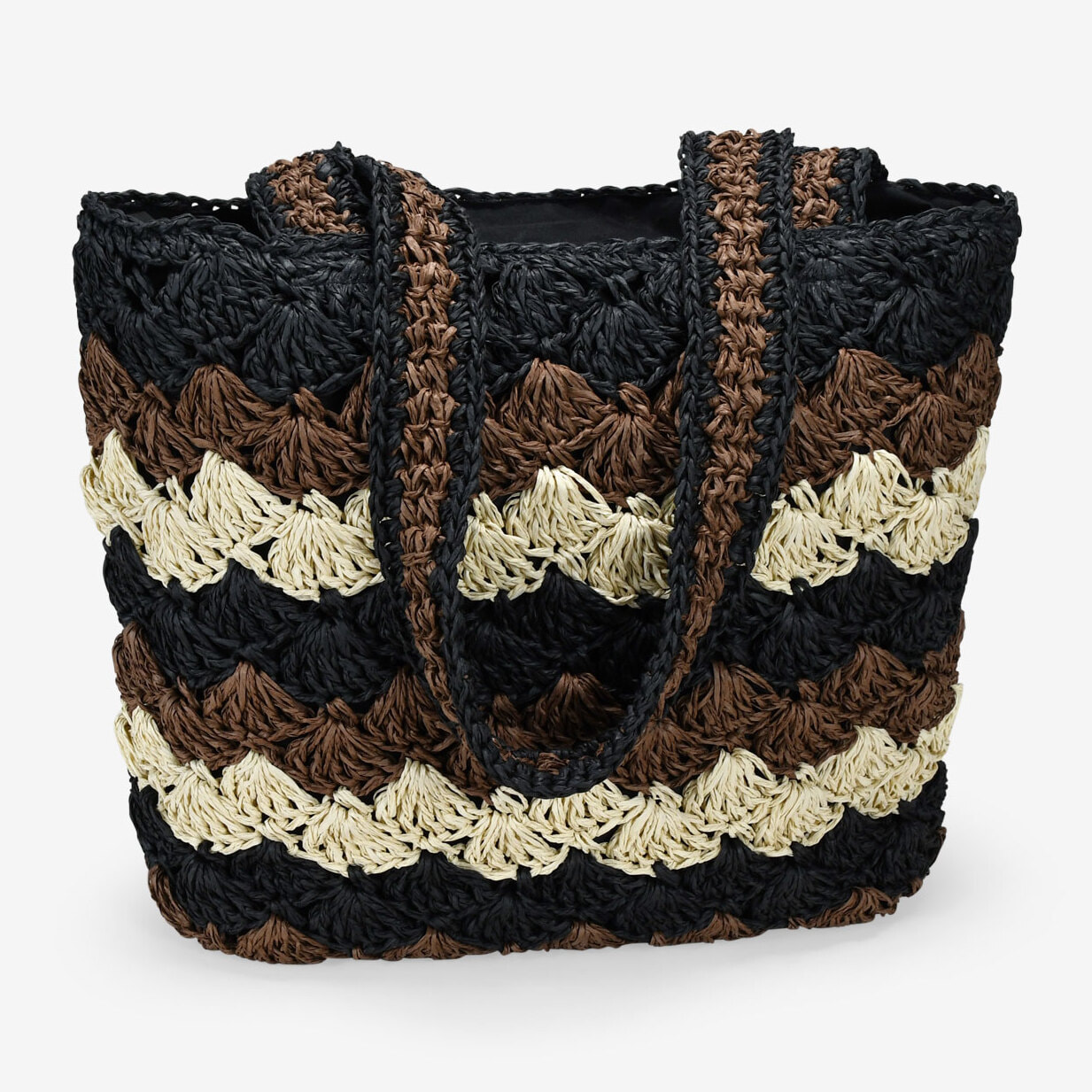 Bolso tote marrón en rafia trenzada