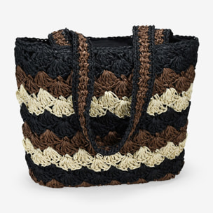 Bolso tote marrón en rafia trenzada