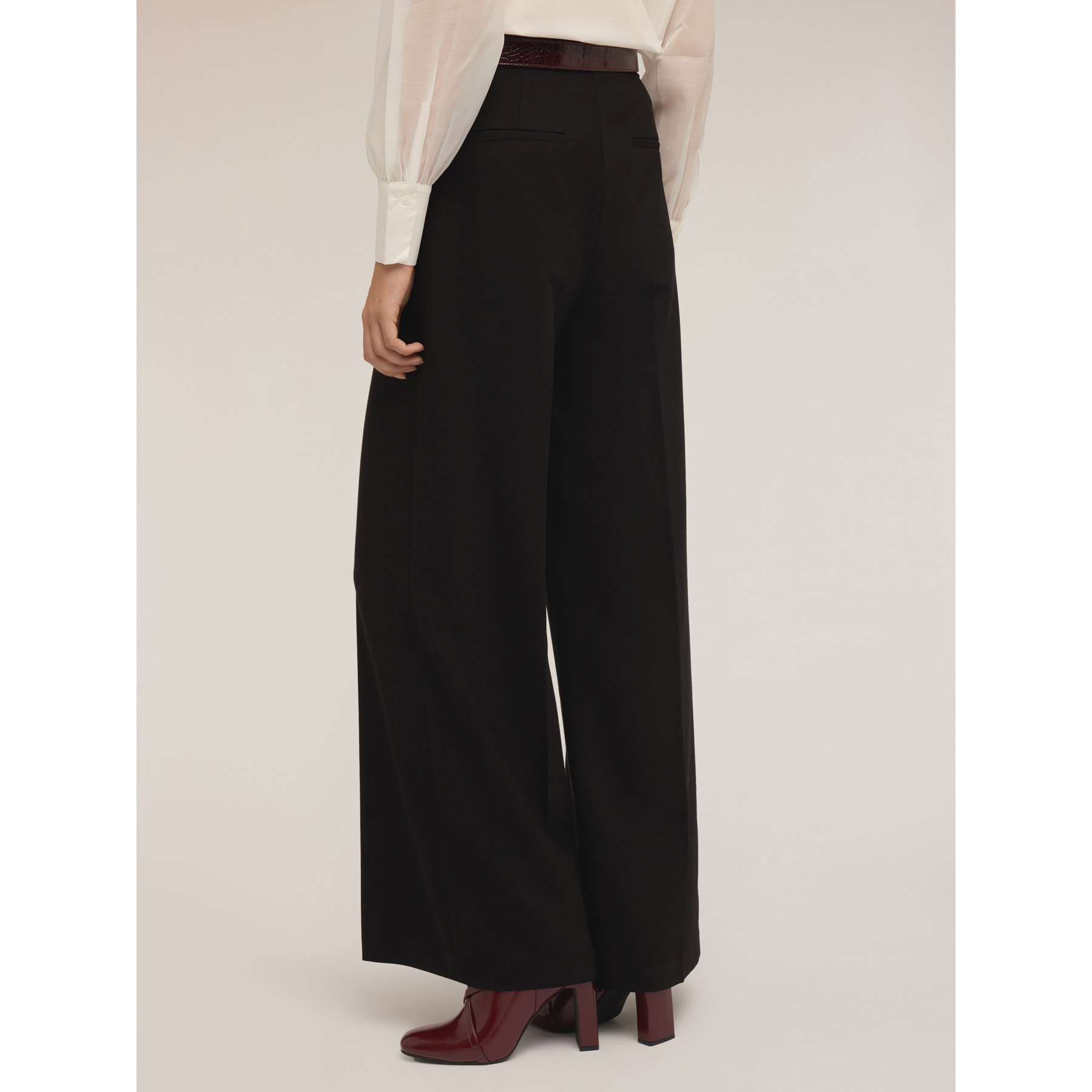 Motivi - Pantalones palazzo de poliéster y viscosa - Negro