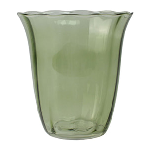 Lot de 4 gobelets en verre en forme de fleur 35,5cl verts EDEN