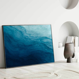 Affiche encadrée vague bleue photographie artistique Affiche + cadre en métal - Noir