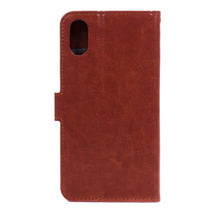 DAM Custodia a libro in ecopelle per iPhone X 7x2x14 cm. colore marrone