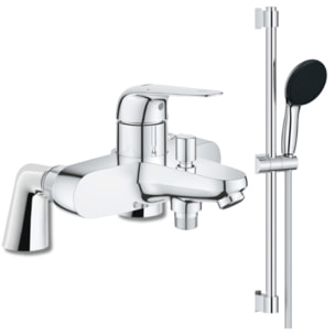 Mitigeur bain mécanique GROHE Bauloop avec ensemble de douche GROHE Vitalio Start avec colonnettes