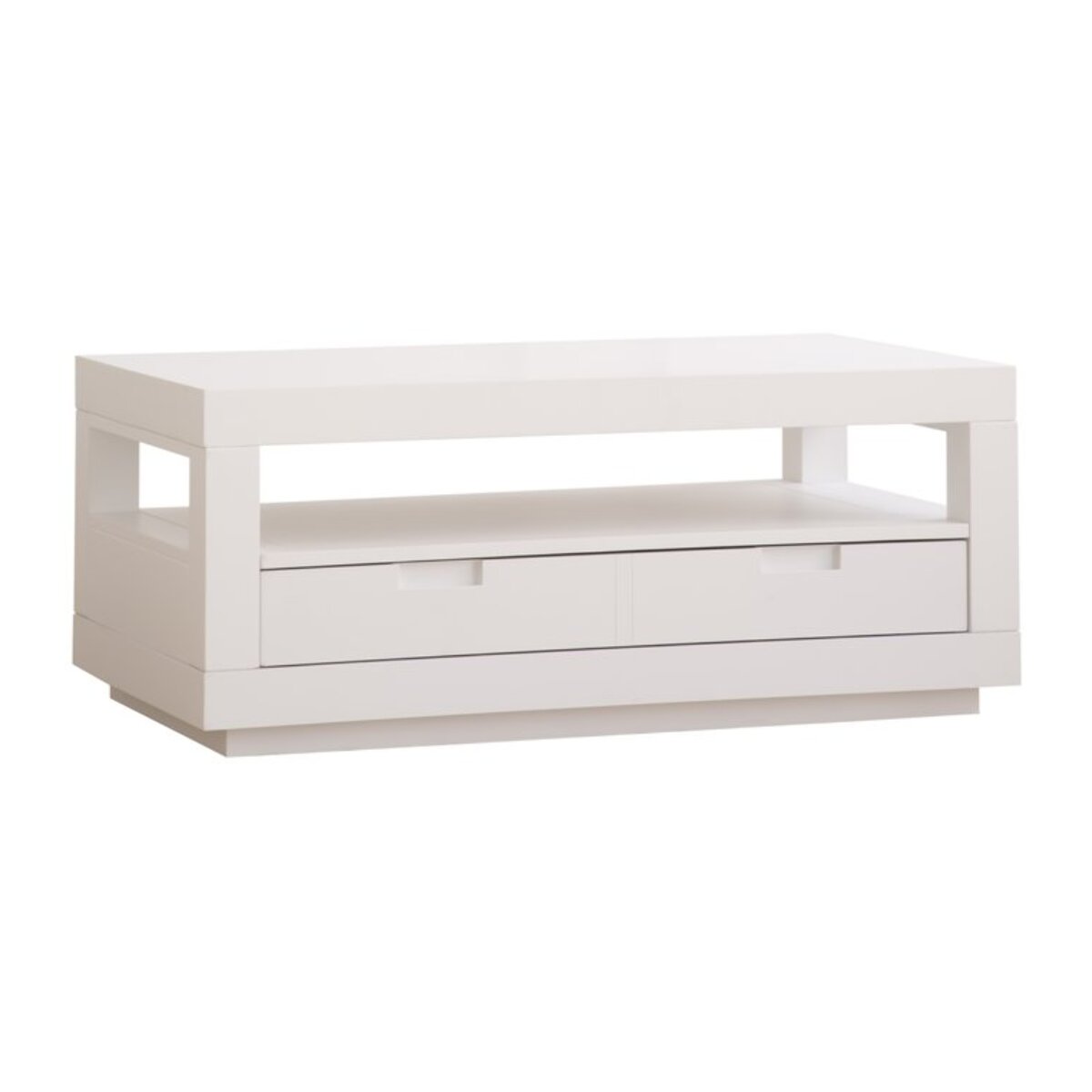 Table basse Sisal -bois massif et panneau de mdf-couleur laqué blanc mat 110 x 45 x 60 cm