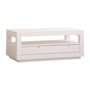 Table basse Sisal -bois massif et panneau de mdf-couleur laqué blanc mat 110 x 45 x 60 cm