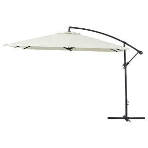 Parasol jardin déporté  Alu "Ilios 3" - Carré - 3 x3 m - Ecru