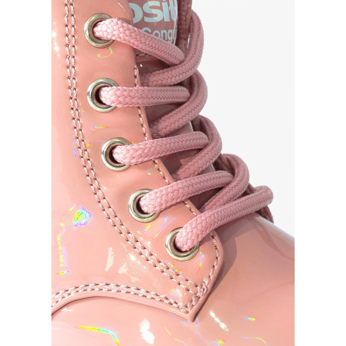 Baby's Pink Iridescent Combat Boots