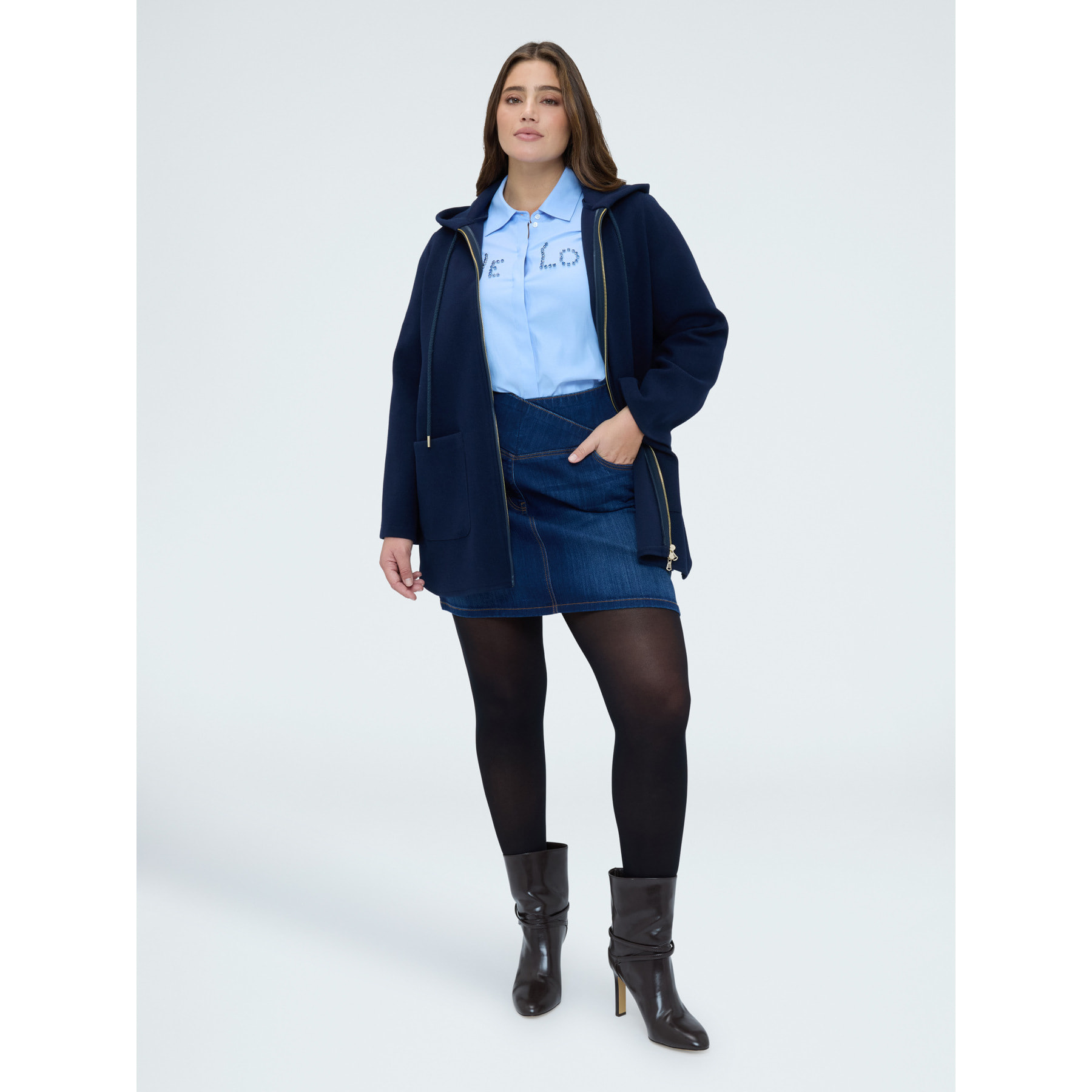 Fiorella Rubino - Camisa con letras de strass - Light - blue