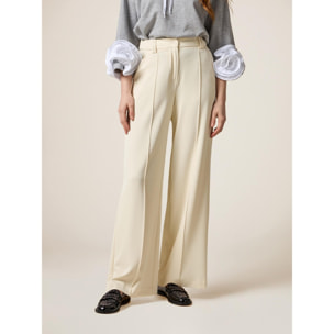 Oltre - Pantaloni wide leg in cady - Bianco