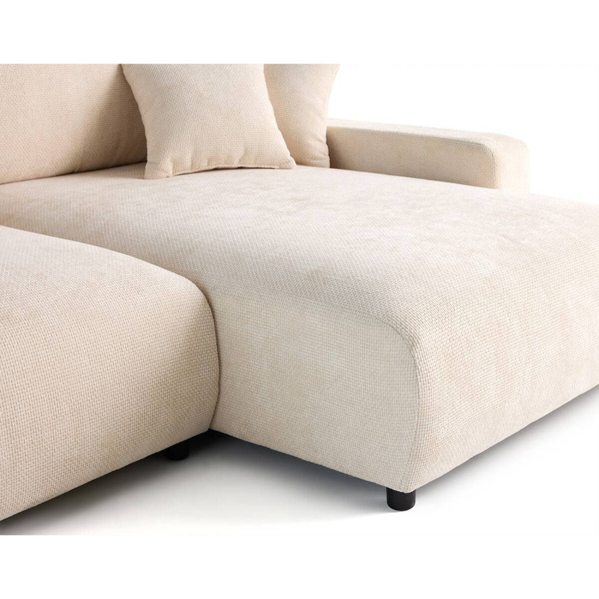 Pivoine - canapé d'angle réversible - 4 places - convertible avec coffre - en velours texturé - Beige
