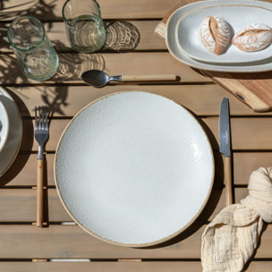 Lot de 6 assiettes plates en porcelaine blanche et liseré beige 27cm NUANCE