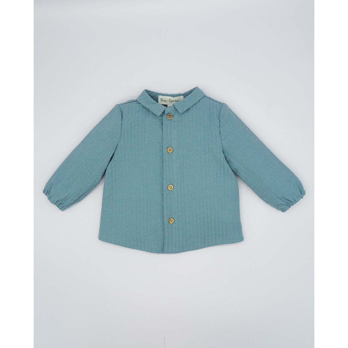 CAMISA SEERSUCKER CUELLO PICO AZUL