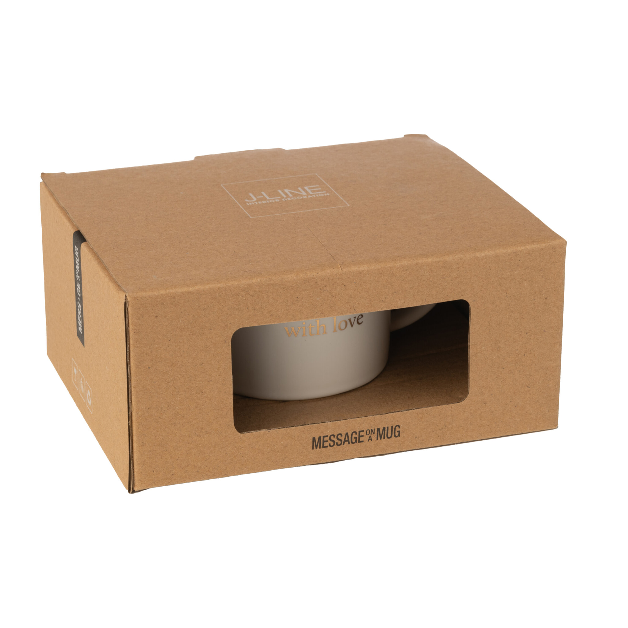 J-Line tasse + soucoupe + cuillère Coeur Anglais - porcelaine - blanc - 6 pièces