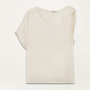 Oltre - Blusa asimmetrica in raso - Bianco