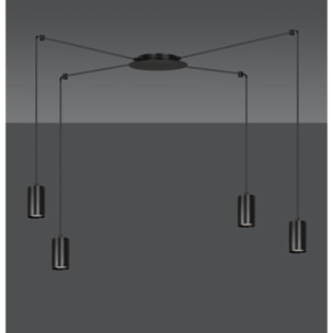 Lampada a sospensione TRAKER con struttura in acciaio nero