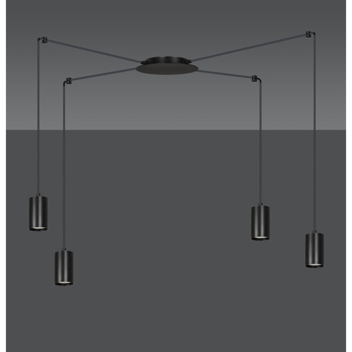 Lampada a sospensione TRAKER con struttura in acciaio nero