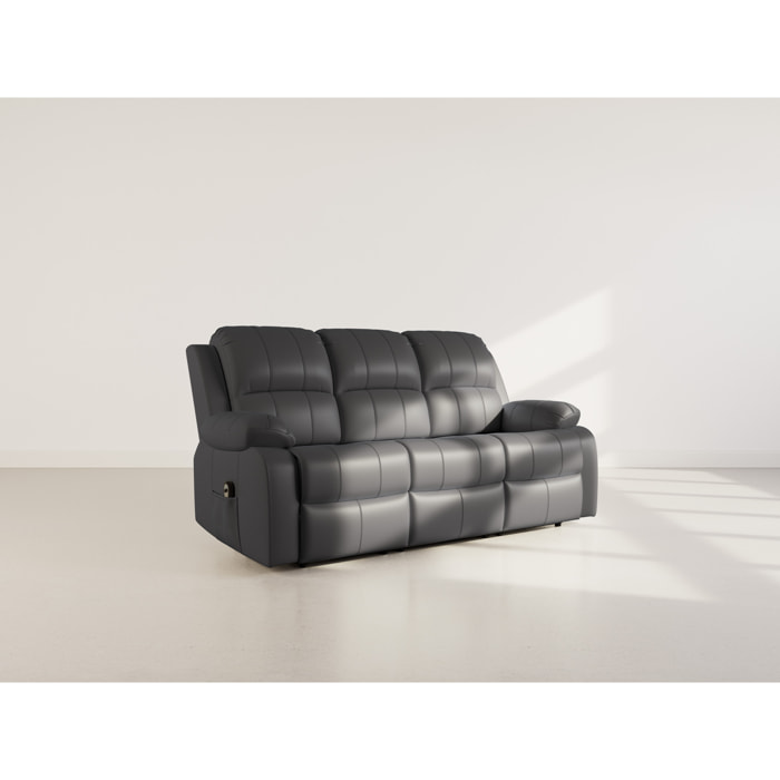 Armand - Canapé 3 places relax électrique en simili - Noir