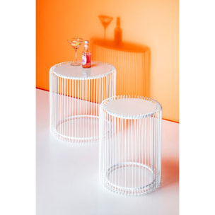 Tables d'appoint rondes Wire blanches set de 2 Kare Design