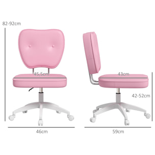 Chaise de bureau design Chersterfied dossier arrondi 2 boutons synthétique rose