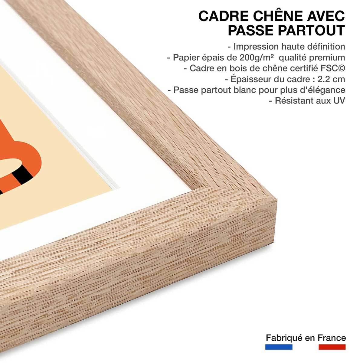 Affiche  circus tiger Affiche + cadre en bois - Chêne