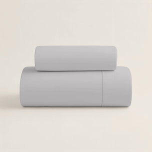 Naturals - Funda Nórdica Lisa - Cierre con botones - 100% Algodón - Incluye 1/2 Fundas de Almohada - Gris Pálido