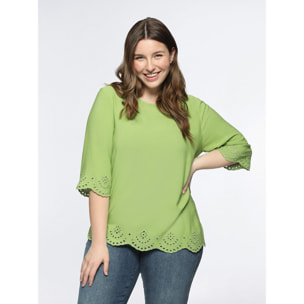 Fiorella Rubino - Blusa con fondo effetto pizzo - Verde chiaro