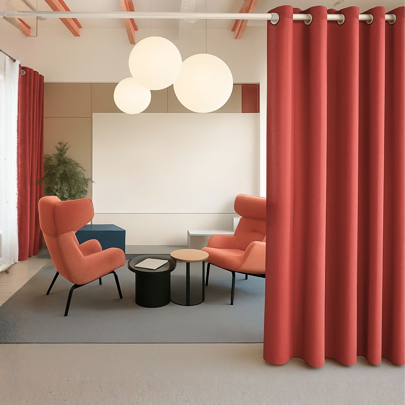 Rideau occultant ignifugé M1 non feu - Rouge