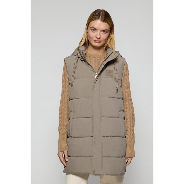 Gilet tortora Tokio con cappuccio estraibile e particolari Polo Club