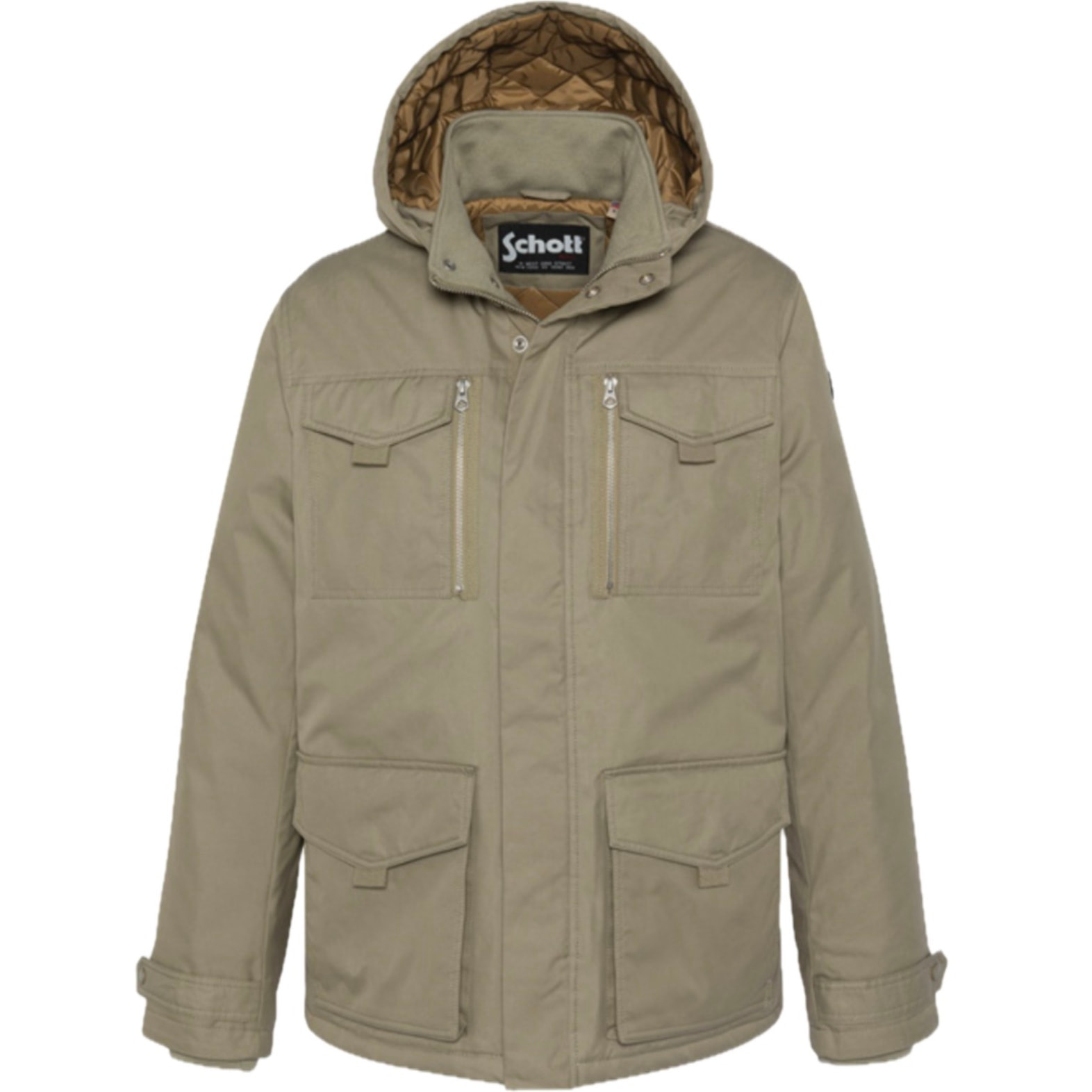 BALDWYN FIELD JACKET WITH HOOD REMOVABLE70% COTTON 30% POLYESTERSAGE KHAKI