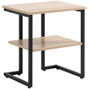 HOMCOM Mesa Auxiliar de 2 Estantes Mesita de Salón para Dormitorio Estudio Oficina Estilo Moderno 45x35x48 cm Natural