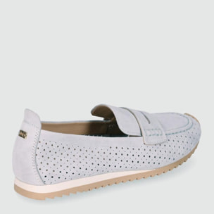 Zapatos de Serraje - Azul - Tacón: 1 cm