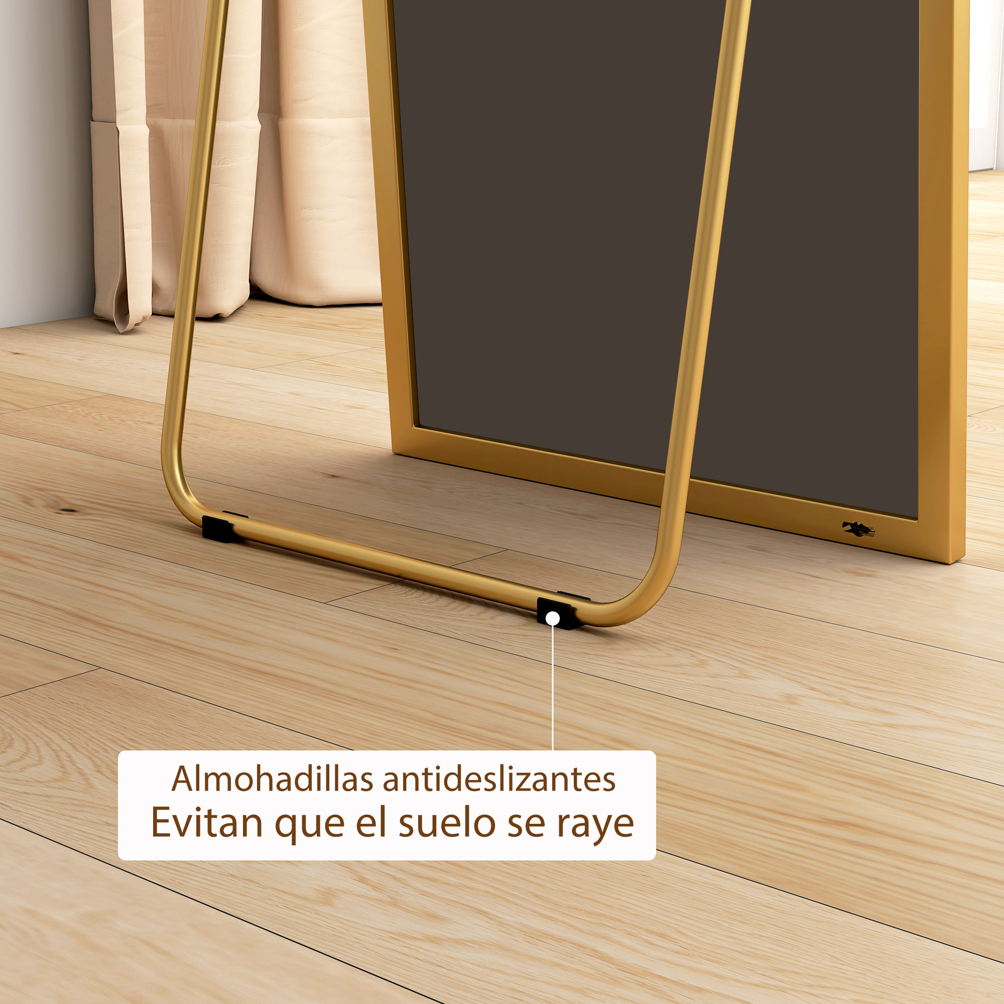 Espejo de Pie Cuerpo Entero con Marco de Aleación de Aluminio Espejo de Pared Rectangular con 2 Formas de Uso para Pasillo Dormitorio Salón 50x161,5x2 cm Dorado