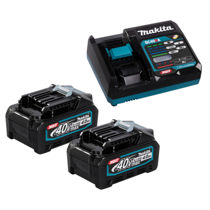 Pack MAKITA 2 baterías BL4040 + cargador DC40RA en MAKPAC1 - 191J97-1